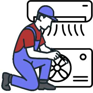 TÉCNICO REPARANDO AIRE ACONDICIONADO