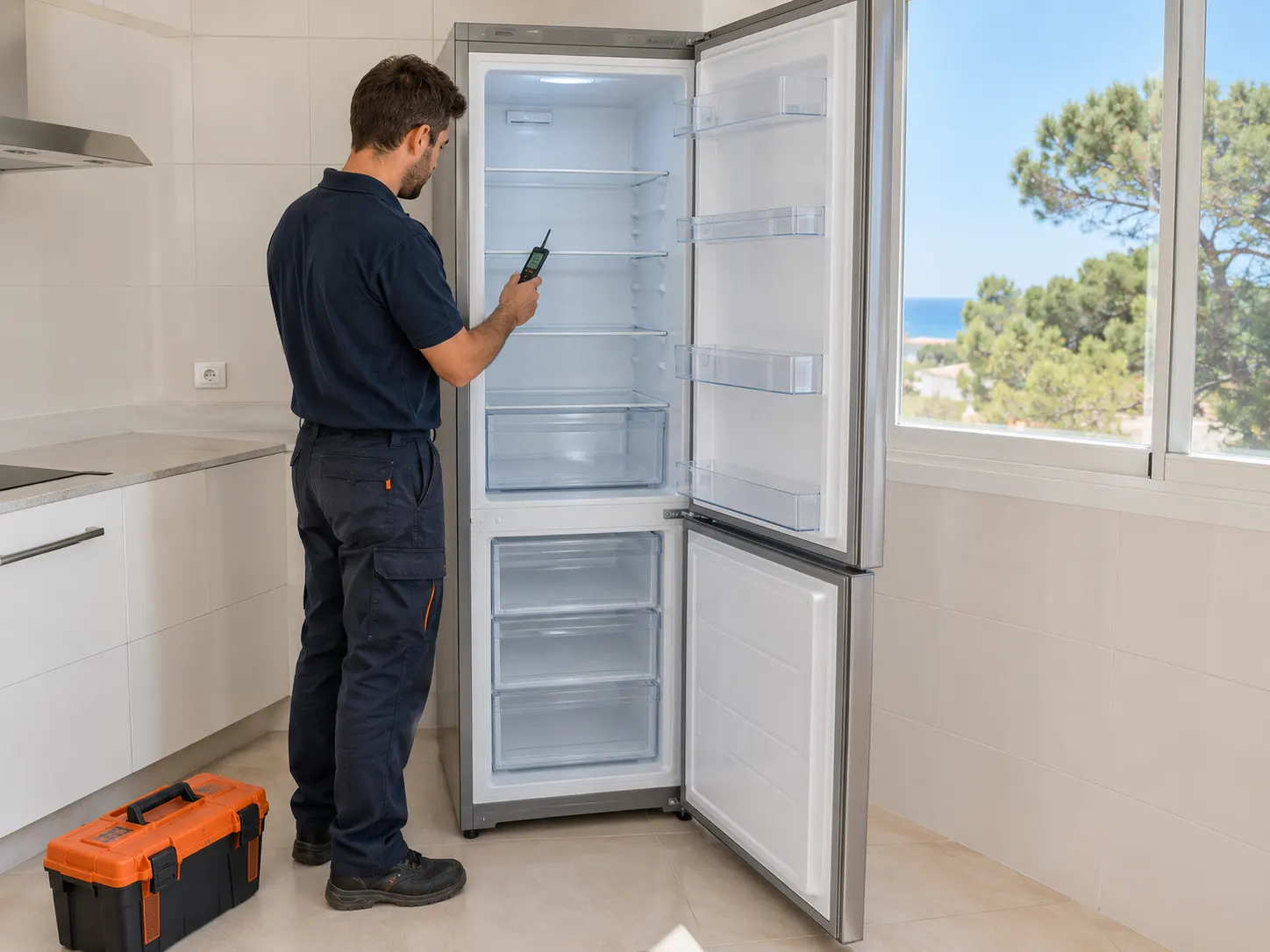 Técnico revisando un frigorífico en Valencia