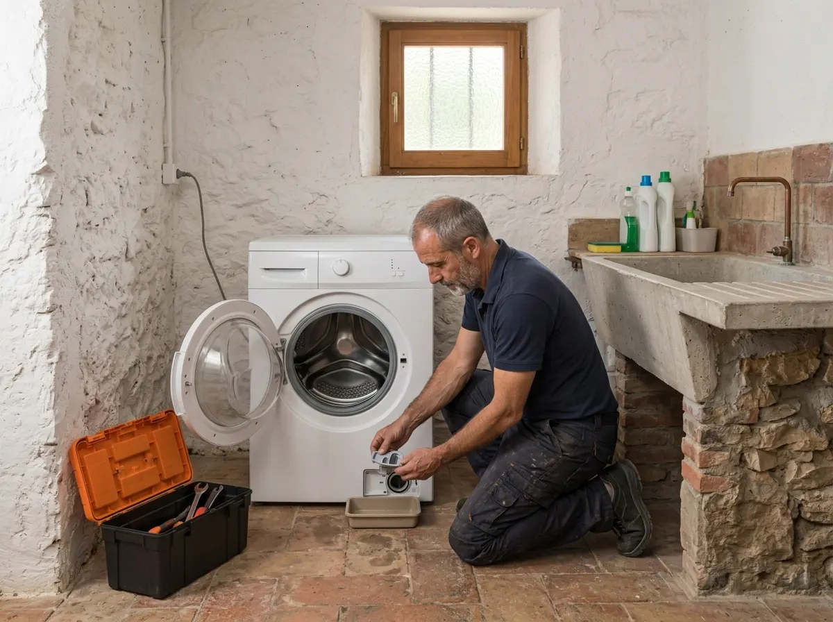 Técnico reparando lavadora en Lleida