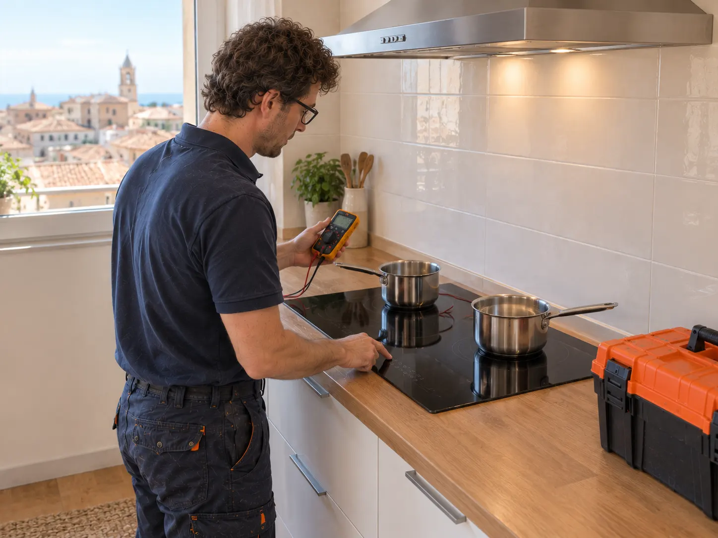 Técnico revisando vitrocerámica en Tarragona